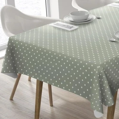 Image de Home Direct Nappe Toile cirée PVC Rectangulaire 140 x 180 cm étoiles Vert Sauge