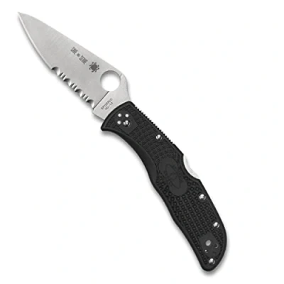 Image de Spyderco Couteau Endela Thin Red Line Noir Semi Dentée