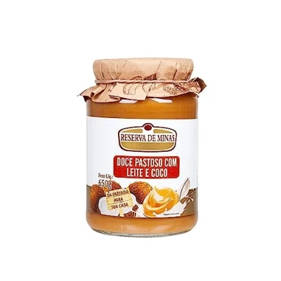Image de Crème DE lait au caramel avec noix coco, verre 650g. Doce Leite com Coco RESERVA MINA 650g