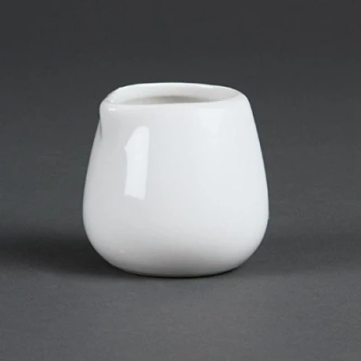 Image de Olympia Whiteware Pichets Compacts en Porcelaine Blanche 43 ml Bords Roulés Résistants aux Éclats et Bec Ergonomique Paquet de 12