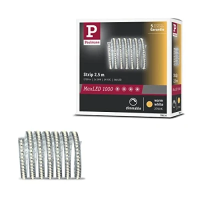 Image de Paulmann 79814 Strips MaxLED 1000 2,5 m non gainé incl. 1x32 watts bande Argent barre lumineuse Métal LED 2700 K, 32 W, 2,5m