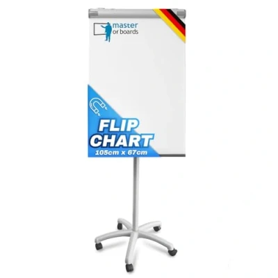Image de Master of Boards Chevalet de conférence avec roulettes, support 73 x 104 cm Piranha Réglable hauteur jusqu&#039;à 210 cm, inscriptible, effaçable à sec, magnétique Paperboard