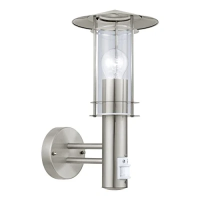 Image de Eglo Borne lumineuse Lisio, potelet éclairage extérieur pour jardin et terrasse, luminaire d’extérieur en acier inox verre transparent, lampadaire lanterne, douille E27, IP44
