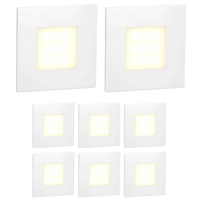 Image de ledscom.de 8 pièces Lumière d&#039;escalier LED/lampe murale encastrée FEX pour l&#039;intérieur et l&#039;extérieur, carrée, 85 x 85mm, blanc chaud