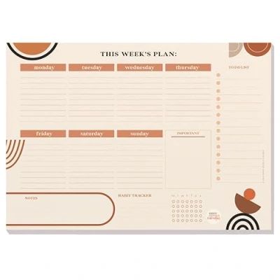 Image de Bloc notes hebdomadaire A4 abstrait Boho