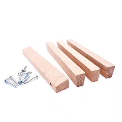 Image de JOWE poignées de meuble en bois avec vis Lot 4 chêne naturel Forme : trapèze Entraxe perçage 96 mm