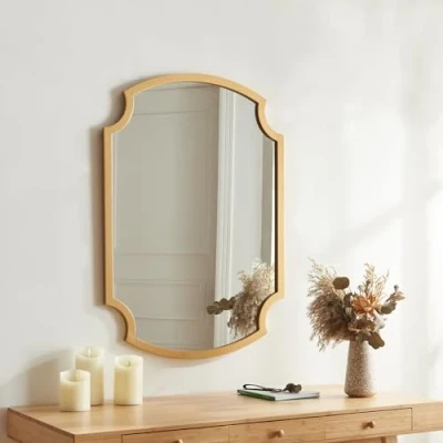Image de [en.casa] Miroir Mural Style Intemporel Design Classique pour Salon Chambre Bureau Salle de Bain Entrée MDF 80 x 55 cm Or