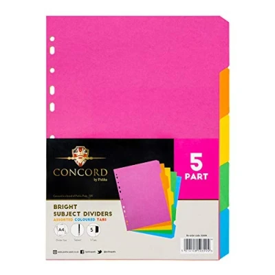 Image de Concord Vif Intercalaires 5 Part A4 Assorti Ref 50699