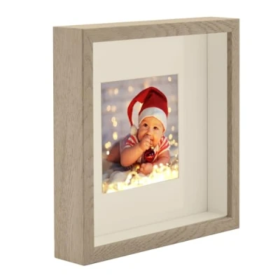 Image de BD ART Cadre photo 3D à remplir 23 x cm pour objets avec plexi verre chêne truffe