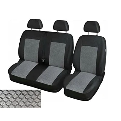 Image de Housses de Sieges universelles Housse Couverture Couvre pour Camionnette Van Bus 2 + 1 Noir Gris