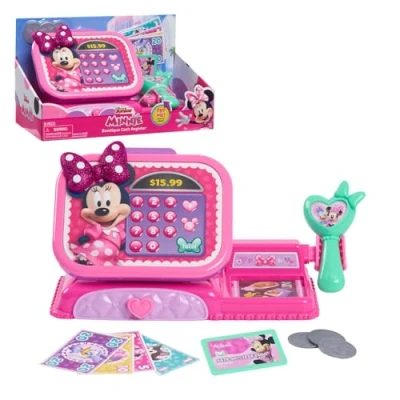 Image de Just Play Minnie Mouse Caisse enregistreuse Disney Junior avec Fonctions sonores, Jeux d’Imitation et déguisements, Jouets pour Enfants de 3 Ans Plus, 89929, Multicolore, 17.78