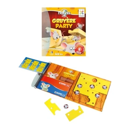 Image de SmartGames Gruyère Party Jeu de Voyage Magnétique Placez les Tranches Fromage autour des Têtes Souris 48 Défis 1 Joueur A Partir 6 Ans