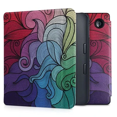 Image de kwmobile Étui Compatible avec Kobo Libra 2 Coque à Rabat magnétique Tablette eReader Similicuir Fuchsia Bleu Vert