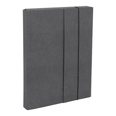 Image de Bigso Box of Sweden pochette élastique gamme document en panneaux de fibres et papier effet lin grande chemise cartonnée pour dossiers, documents, papier, etc. noir