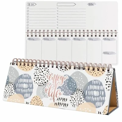 Image de SIGEL Jp101 Jolie Planner Semainier Sans Date, Apricot Inspiration, 100 G/M², 30 X 11,4 cm, Hardcover, 124 Pages, Blanc, Abricot, Gris