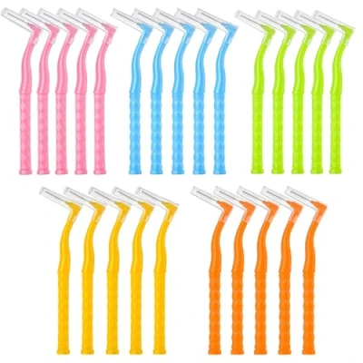 Image de iCovalescent 50 Pcs Brossettes Interdentaire, Brosse Interdentaire en forme de L avec poignée, Outil Nettoyage Dents pour Inter Dentaire Hygiène