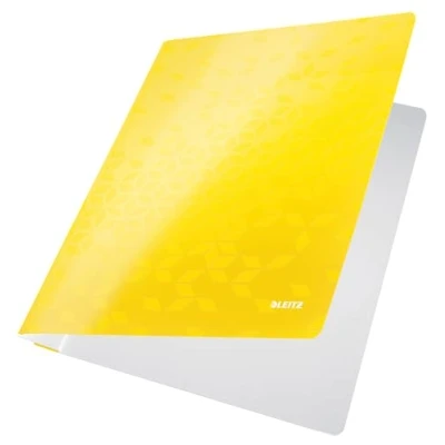Image de Leitz Chemise de Présentation à Lamelle en Carton Plastifié, A4, Lot 10, Capacité 250 Feuilles, Jaune, WOW, 30010016
