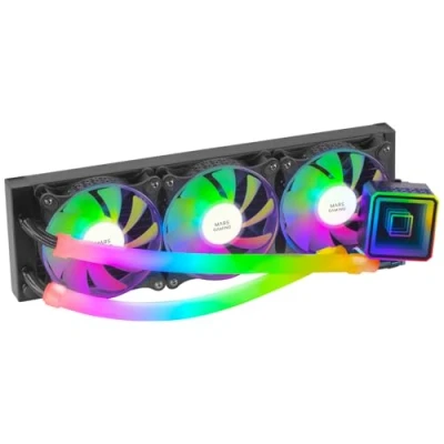 Image de Mars Gaming ML ULTRA360, Refroidissement Liquide Professionnel CPU, TDP 650W, Infinity Mirror, 3x Ventilateurs FDB ARGB Ultra Silencieux, Tubes ARGB, Multisocket Universel, Noir