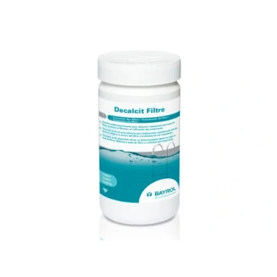 Image de BAYROL Decalcit filtre 1 kg Granulés pour détartrer rapidement tous types de filtres piscine Optimise la performance du à sable/cartouche et rend l&#039;eau plus cristalline