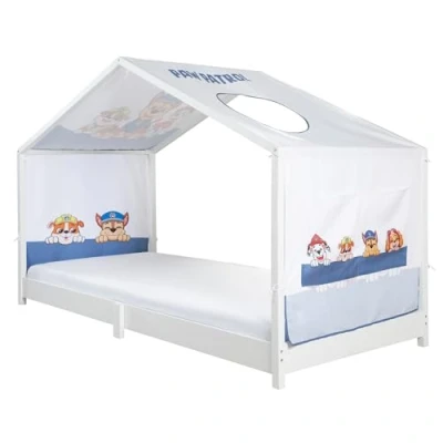Image de roba housse pour lits Montessori 90 x 200 cm au design Paw Patrol Accessoire adapté transformer en lit à baldaquin Inclus : 3 pochettes de rangement et fenêtre toit