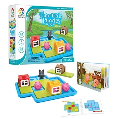 Image de Smart Games Three Little Piggies Deluxe, Preschool Puzzle Game with 48 Challenges, Picture Story Book Included, 3 6 Years