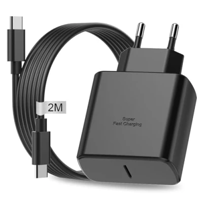Image de 45W Chargeur Samsung Charge Rapide,Chargeur USB C Rapide pour Galaxy S24 Ultra S23 S22 S21 S20 Note,Chargeur Prise Adaptateur Secteur Type avec Câble 2M (Noir)