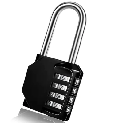 Image de Serrure Combinée Cadenas Code 4 Chiffres à Combinaison, pour Gymnase, école, Portail, Hangar, Garage, Rangement (Noir)