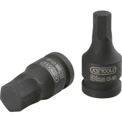 Image de 1/2&quot; Llave de vaso impacto con punta para tornillos encastre hexagonal, corta, 6 mm