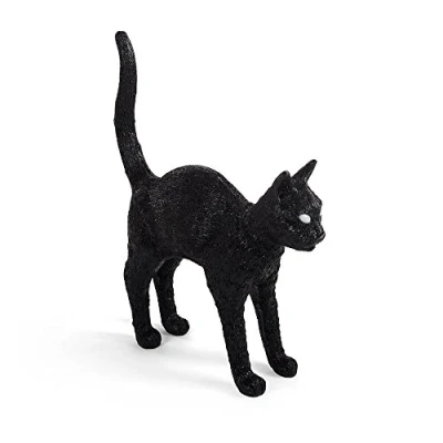 Image de Seletti Jobby The Cat Lamp Black lampe de table en forme chat noire