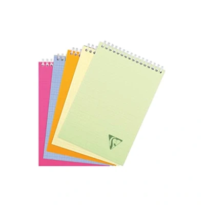 Image de Clairefontaine 328645C Collection Linicolor Fresh Un Bloc à Spirale A5 14,8x21 cm 160 Pages Détachables Petits Carreaux Papier Blanc 90 g Couverture Polypro Transparent Couleur Aléatoire