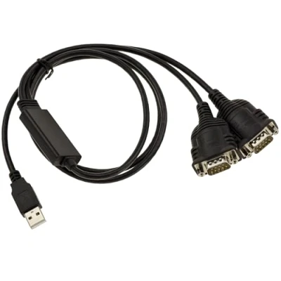 Image de KALEA INFORMATIQUE Cordon Convertisseur USB vers 2 Ports Série RS 232 COM RS232 DB9 indépendants. Longueur 1.5 M et Chipset Prolific