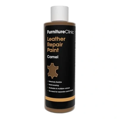 Image de PFurniture Clinic Peinture et teinture pour réparation du cuir Colorant auto scellant une rapide facile Convient aux canapés, sièges de voiture Camel, 250 ml
