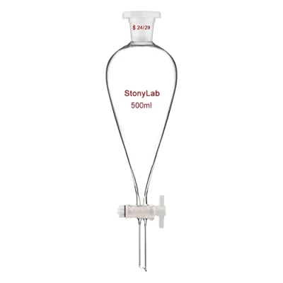 Image de stonylab 500ml Entonnoir Séparateur à Paroi épaisse en Verre Borosilicaté, Separatory Funnel avec Joints 24/29 et Robinet PTFE