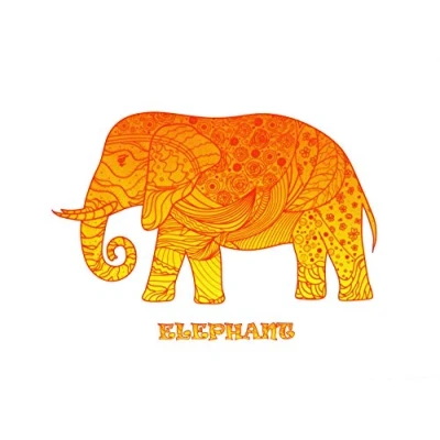 Image de Half a Donkey Grand torchon en Coton Motif éléphant Zentangle Orange