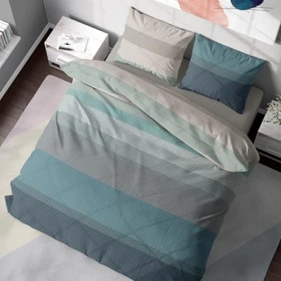 Image de DILIOS Parure de lit 3 pièces 200 x cm, 100 % Coton renforcé avec Fermeture éclair, Motif Neptune certifié Öko Tex Standard 100, Housse Couette 2 taies d&#039;oreiller 80 cm