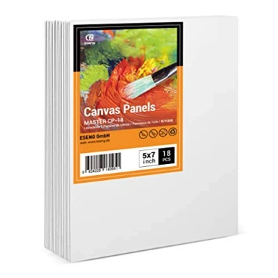 Image de ESENG® Lot de 18 toiles à Peindre 13x18 cm｜5x7 pouce 100% coton sans Acide, Canvas, Panneaux Peinture sur Toile, Pour acrylique, huile, tempera et gouache