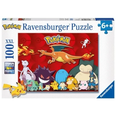 Image de Ravensburger Puzzle Enfant 100 pièces XXL Mes Pokémon préférés À partir de 6 ans qualité supérieure Carton épais et résistant 10934, Noir