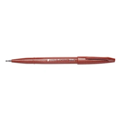 Image de Pentel SES15C Brush Sign Pen Touch Feutres pinceaux à pointe souple encre aquarellable Marron Lot de 10