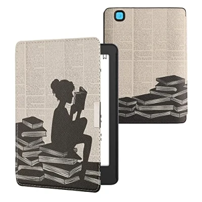 Image de kwmobile Étui Compatible avec Kobo Aura Edition 2 Coque à Rabat magnétique Tablette eReader Similicuir Noir Beige
