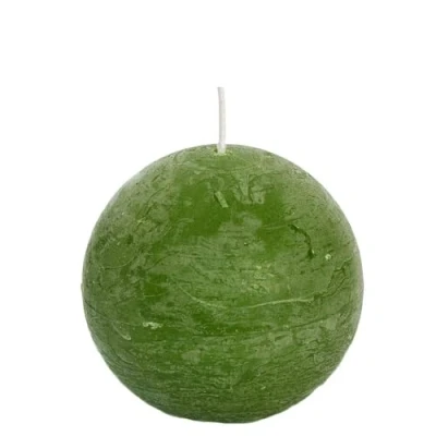 Image de Spaas Lot de 6 bougies à boules rustiques non parfumées 80 mm ± 24 heures Vert olive
