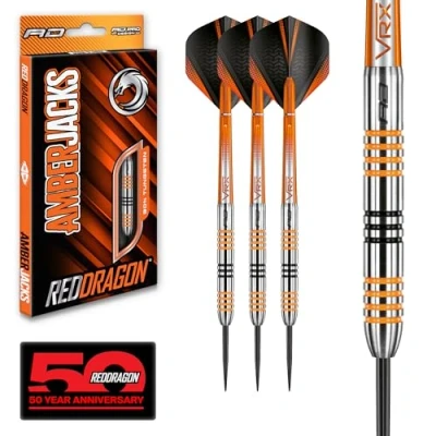 Image de RED DRAGON Amberjack 3: 22g Fléchettes Pointes Acier avec Ailettes et Tiges de Flechettes