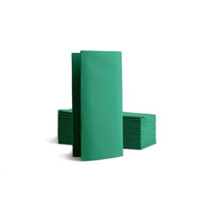 Image de Alvotex Chic Airlaid 50 Serviettes de Table jetables en Tissu 1/8 Vert 39 x 40 cm