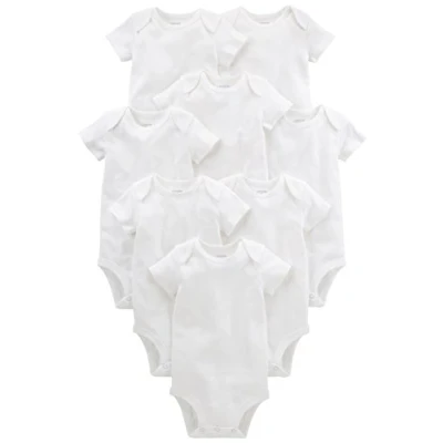 Image de Simple Joys by Carter&#039;s Side Snap Short Sleeve Shirt Infant and Toddler Bodysuits, Blanc, Prématuré (Lot de 8) Mixte Bébé