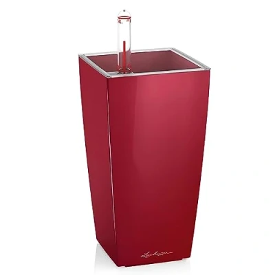 Image de Lechuza Pot de Fleurs d&#039;Interieur MiniCubi Réserve d&#039;Eau Intégrée Coloris Rouge Scarlet 9 x 18 cm