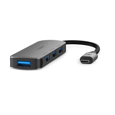 Image de Nedis CCGB64220GY01 hub &amp; concentrateur USB 3.2 Gen 1 (3.1 1) Type C 5000 Mbit/s Gris Neuf