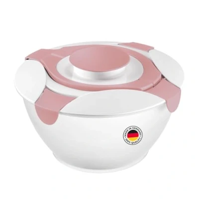 Image de Westmark récipient à salade avec poignées et réservoir intégré pour la sauce vinaigrette, capacité : 6,5 litres, plastique, Praktika, transparent/blanc/rose, 2422227P