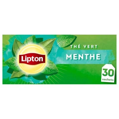 Image de Lipton , Thé Vert Origine Asie Infusion à froid ou chaud Goût Menthe Fraîcheur Ingrédients d&#039;Origine 100% Naturelle 30 sachets