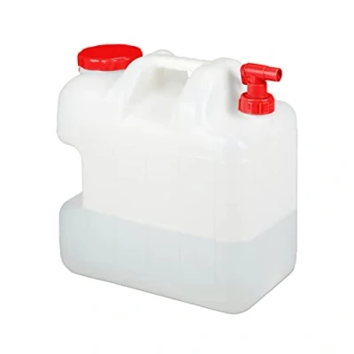 Image de Relaxdays 10030916_675 Jerricane d’Eau avec Robinet, Couvercle à Visser, Bidon Eau de Camping, 25 L, sans BPA, Blanc/Rouge