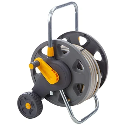 Image de HOZELOCK Dévidoir Chariot 20 M : Poignée d’enroulement 1 Pièce, Cadre Robuste pour un Usage Général, Fournis Assemblé avec de Tuyau, lance et Raccords [2432R0000]