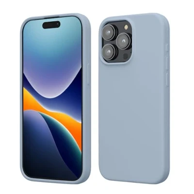 Image de kwmobile Coque pour iPhone 15 Pro Max Housse de téléphone Fine en Silicone avec Surface Douce et Anti Choc Bleu Clair Mat